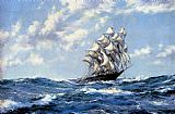 The Clipper Ship Blue Jacket On Choppy Seas by Montague Dawson